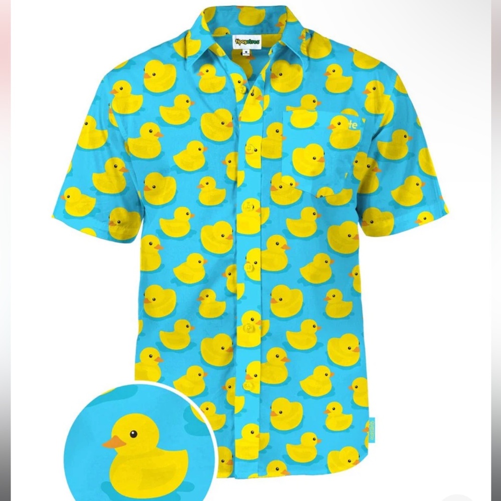 Tipsy Elves Men’s Rubber‎ Ducky Hawaiian Button Down, Size XL, EUC